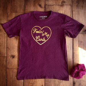 Feelin' My Curls Short Sleeve T-Shirt New W/O Tags Women's Size 10-12